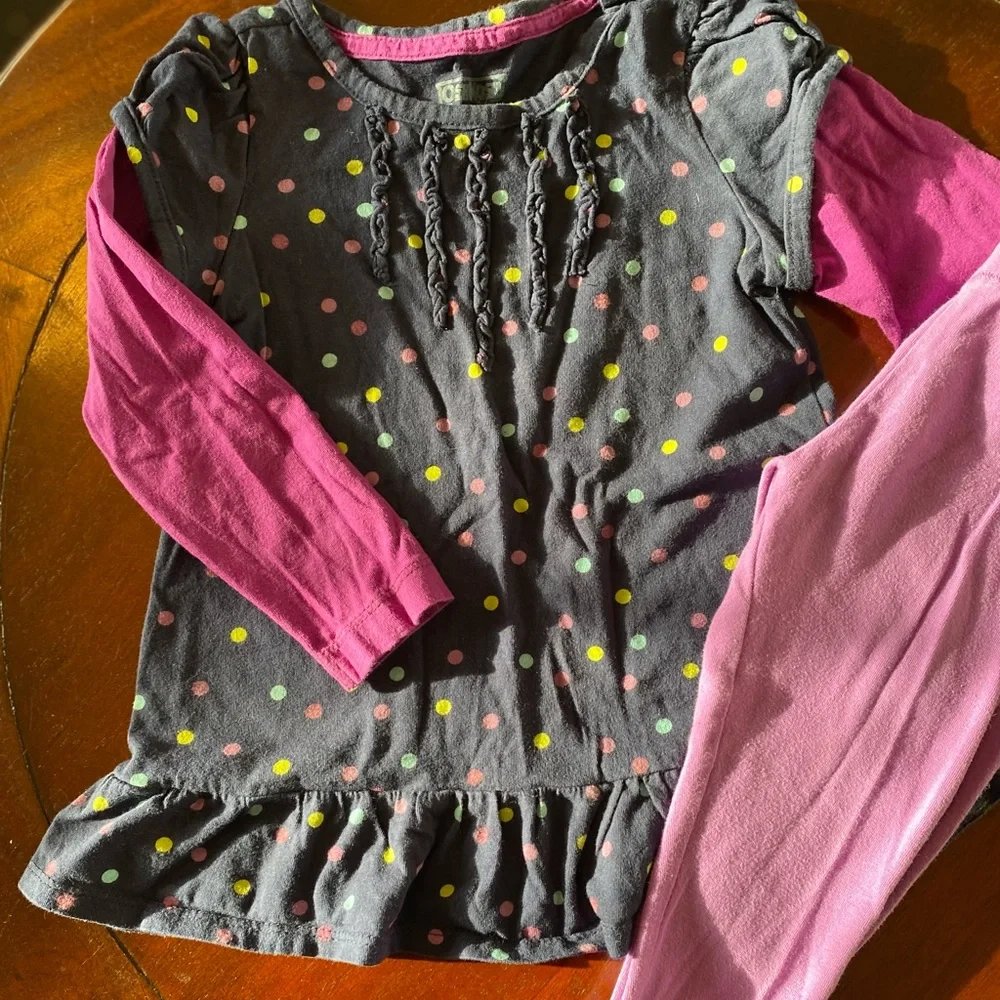 OshKosh ruffle Tunic long sleeve matching lace leggings Size 2T